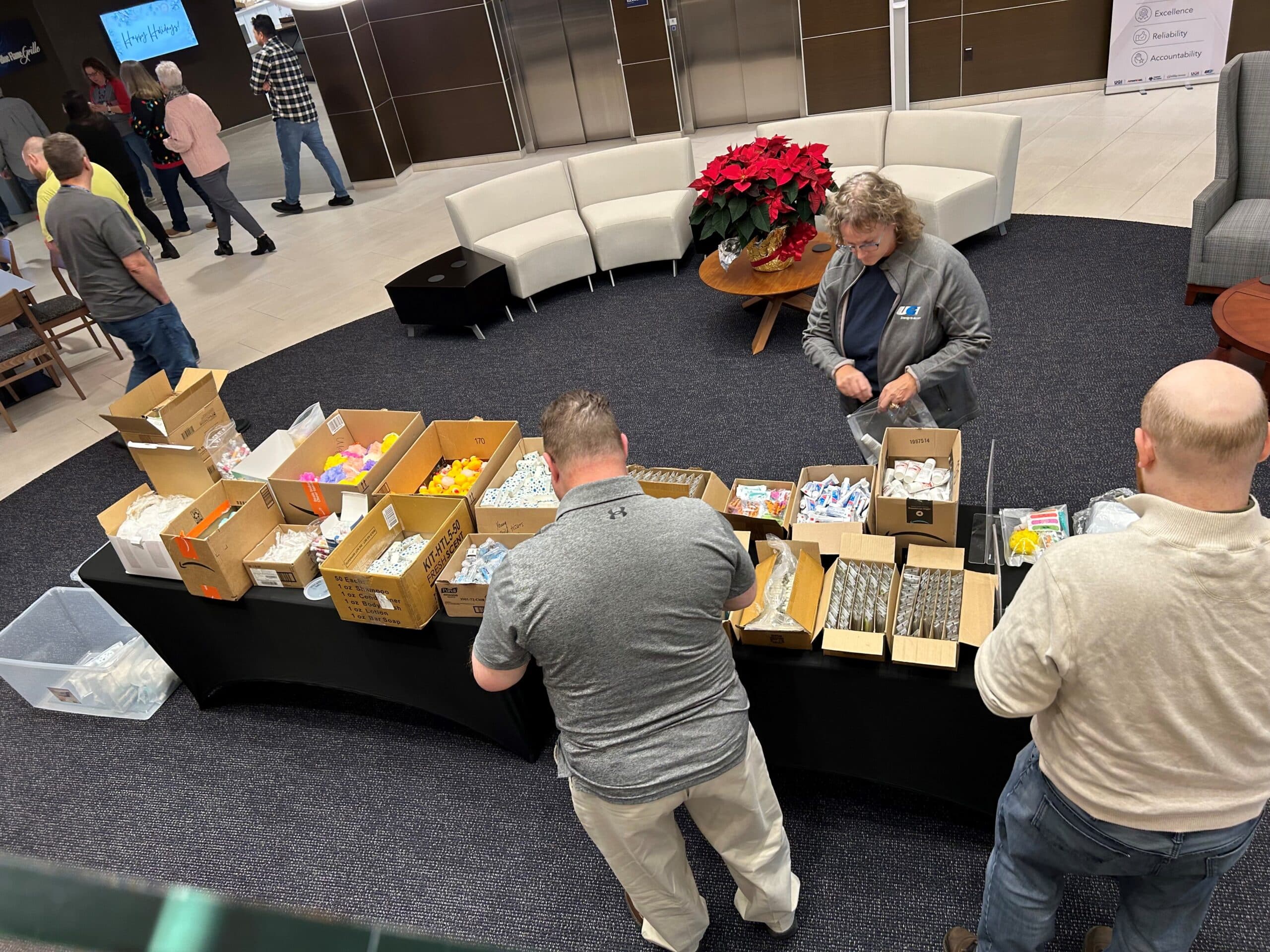 UGI employees put together personal care kits for local children.