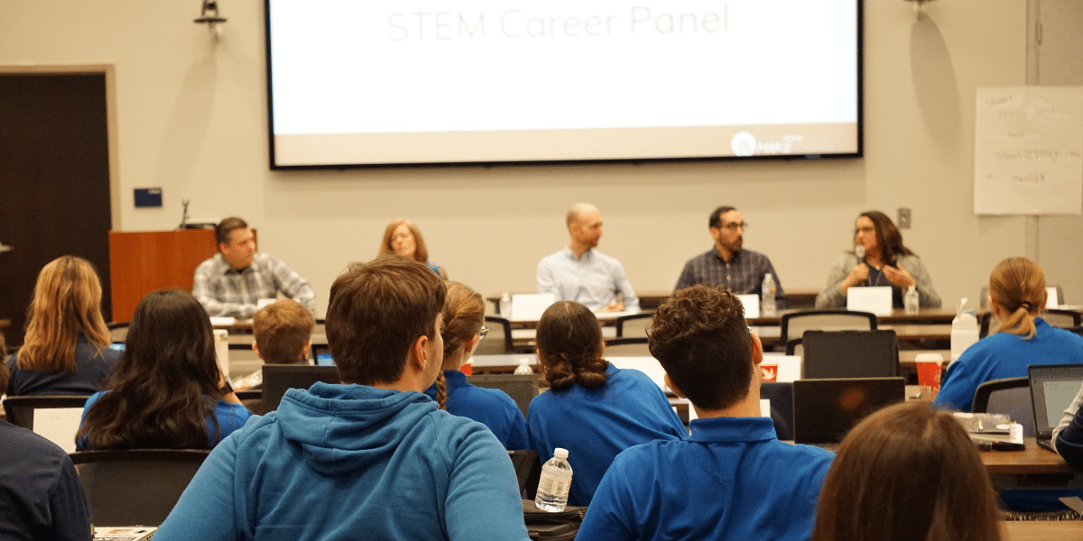 Students attend a STEM career panel at UGI's Learning Center.